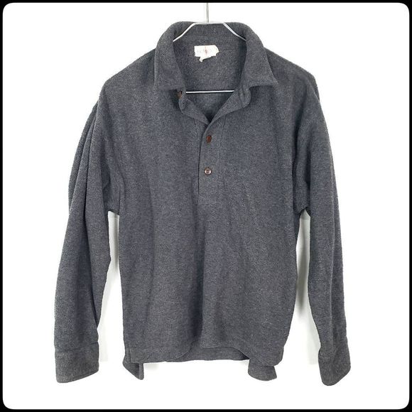 J. Crew Other - J. CREW Men's Gray Buttoned Polo Fleece Pullover Cuffed Jacket Size: X-Small